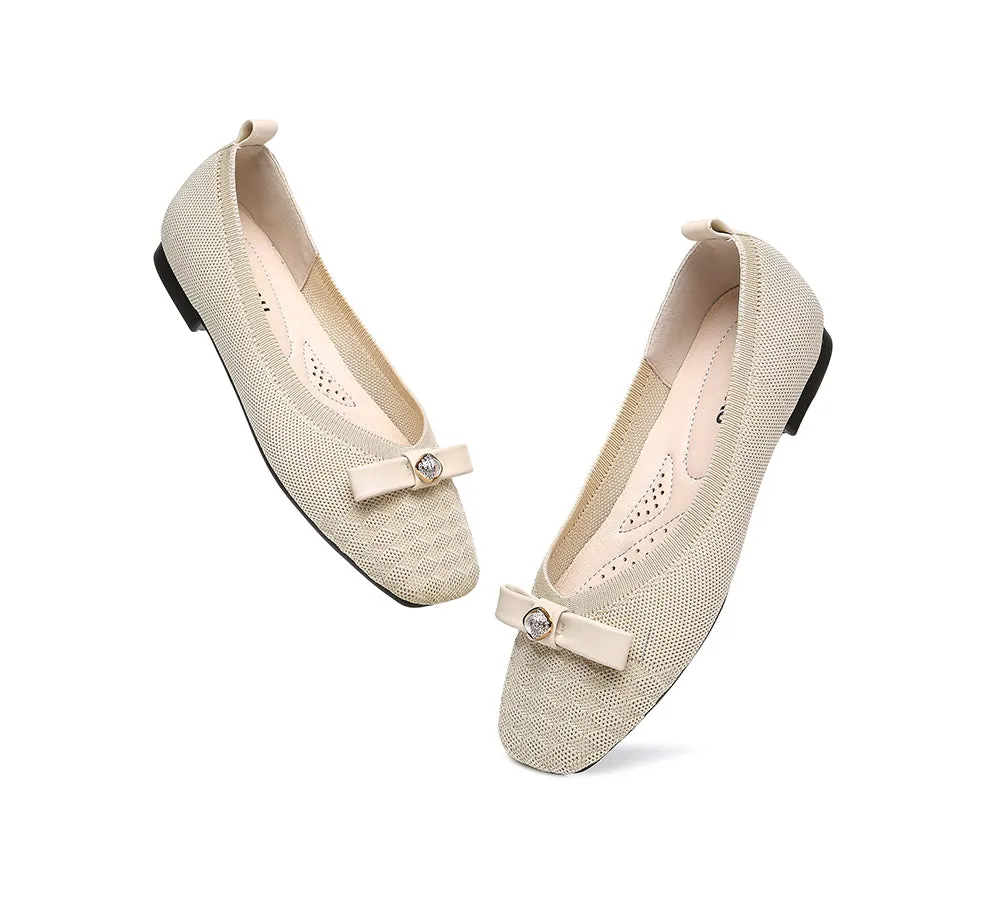 EVERAU® Women Bow Square Toe Ballet Flats Yolanda