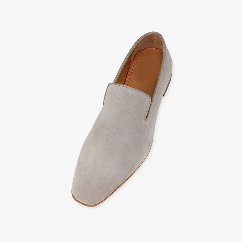Flat Loafers Suede Men Veau Velours Grey