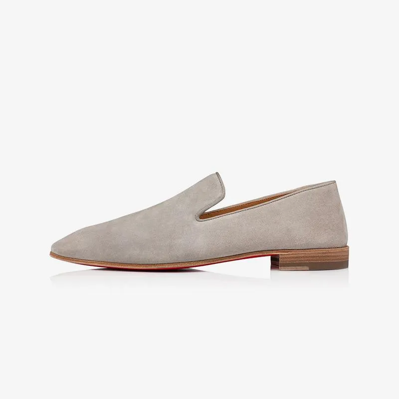 Flat Loafers Suede Men Veau Velours Grey