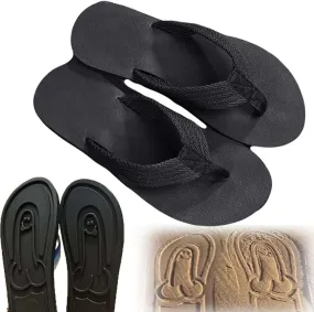 Hidden Shaped Flops, Hidden Pencil Flip Flops Funny Print Flip Flops for Women Men,Summer Beach Comfort Quick-Dry Non Slip Sandal, Black