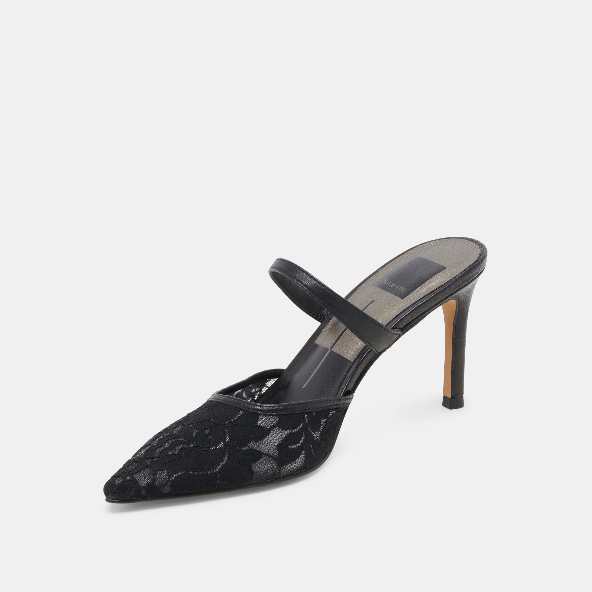 KATIK WIDE HEELS BLACK FLORAL LACE