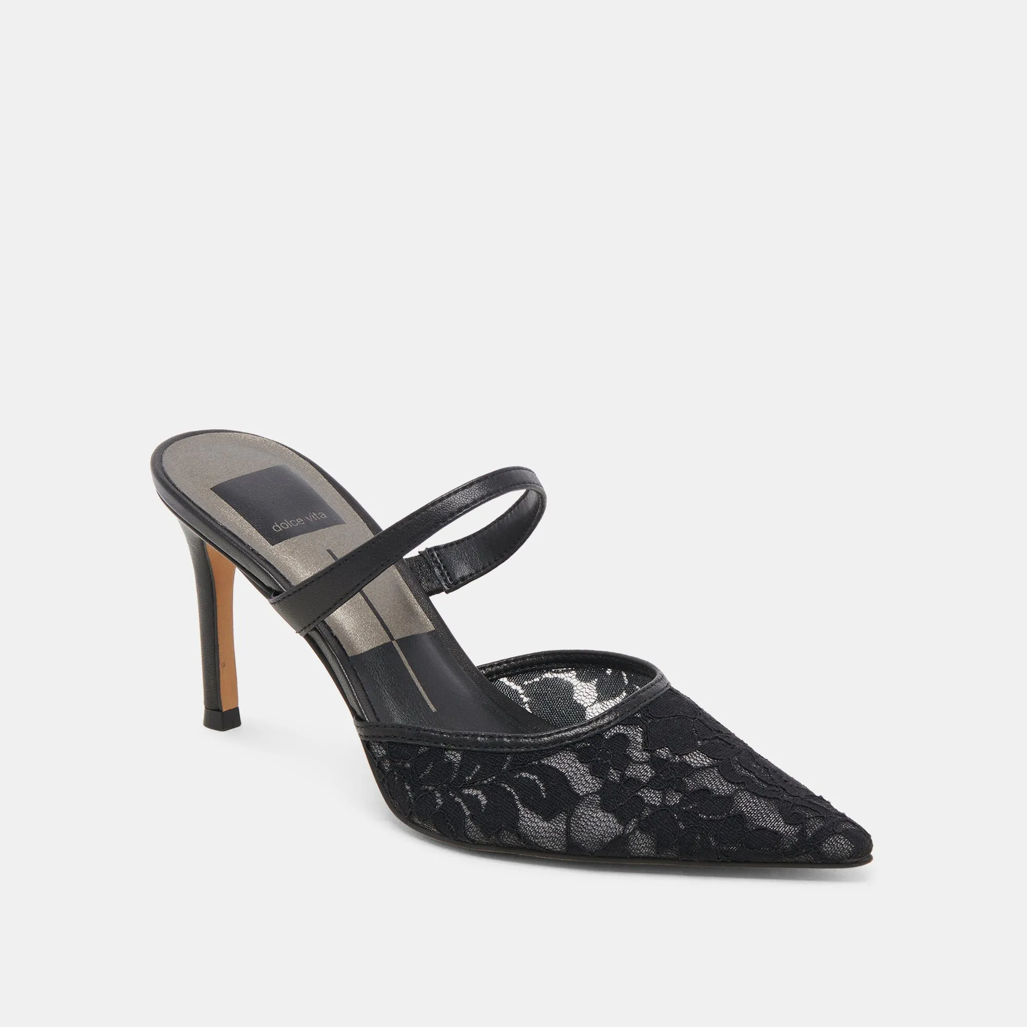 KATIK WIDE HEELS BLACK FLORAL LACE