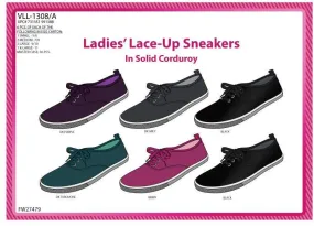 ladies' corduroy lace-up sneakers Case of 36