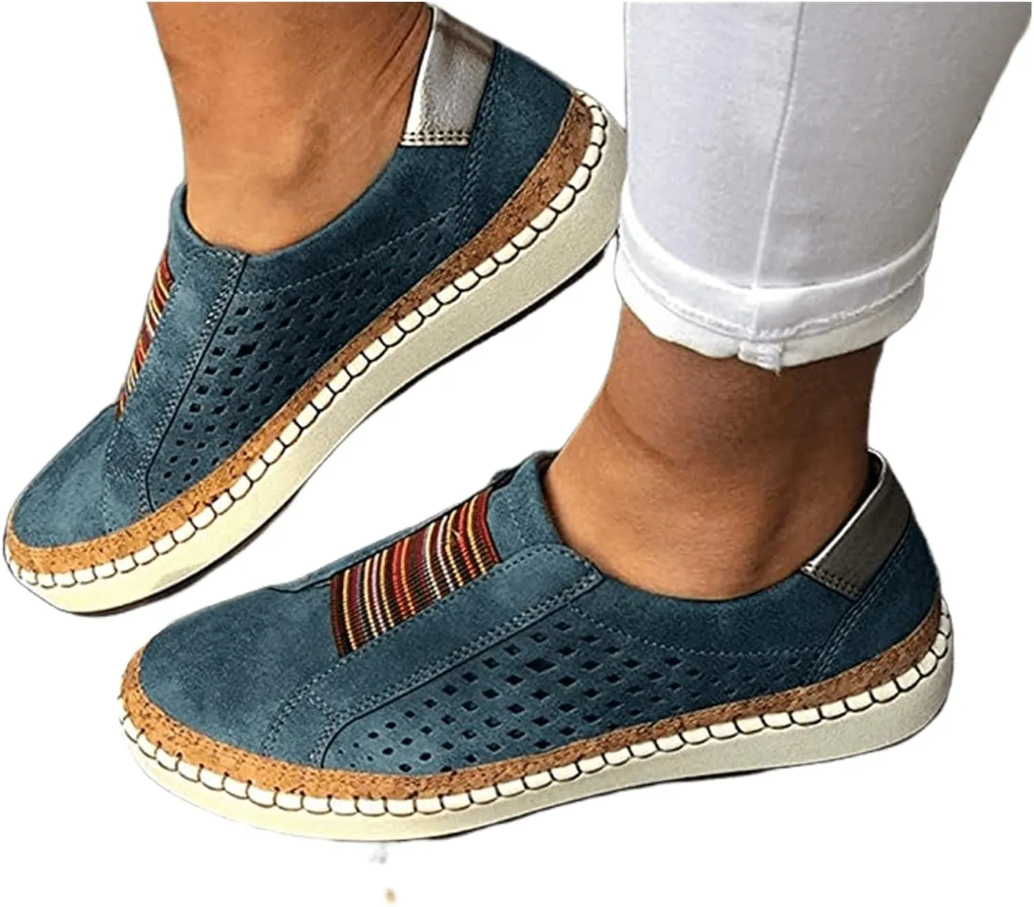 Lausiuoe Shoes For Women Dressy Comfortable Slip on Canvas Shoe Low Top Non Slip Fashion Sneakers Casual Walking Flat Loafers