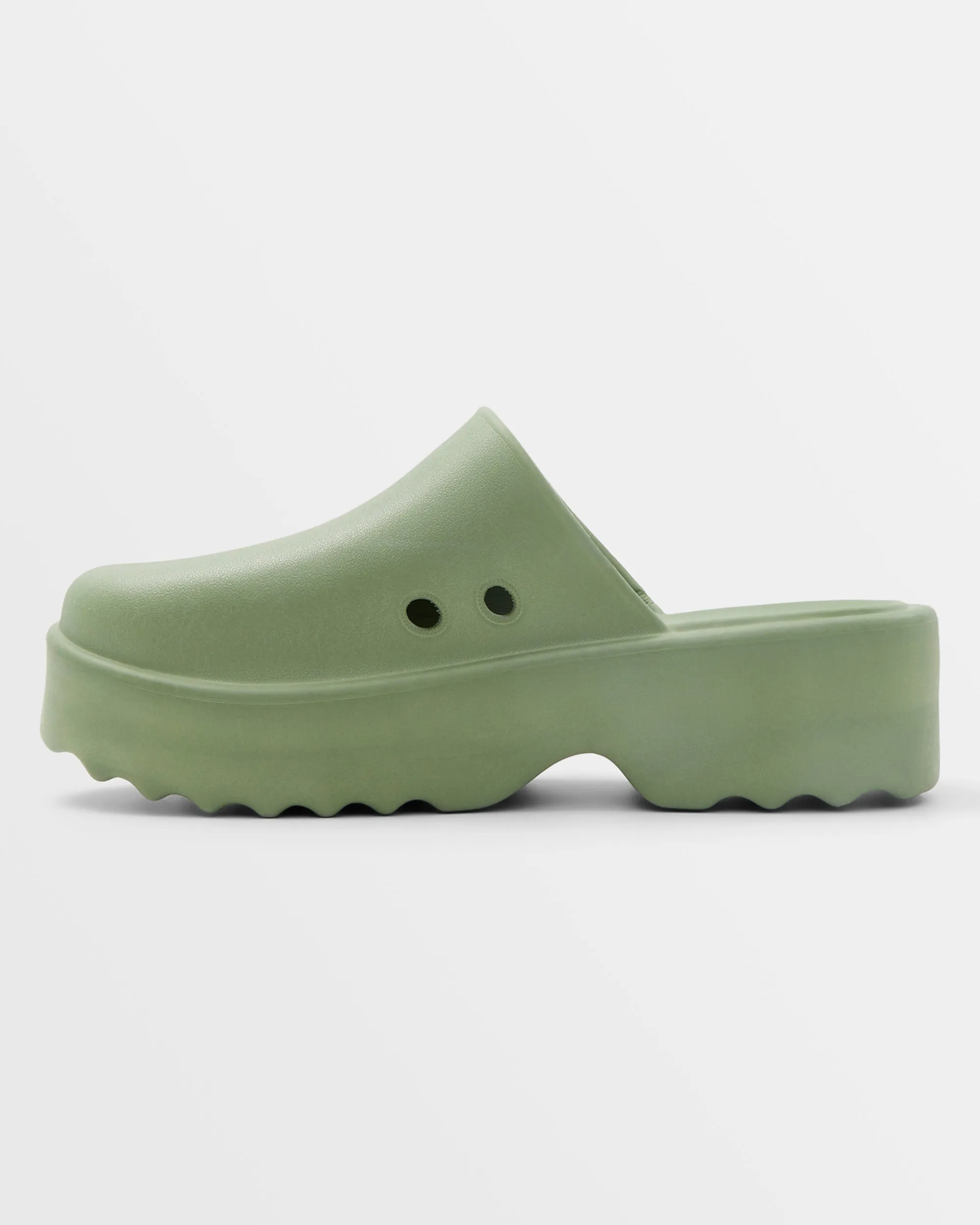 Maddy Platform Clogs - Oil Green