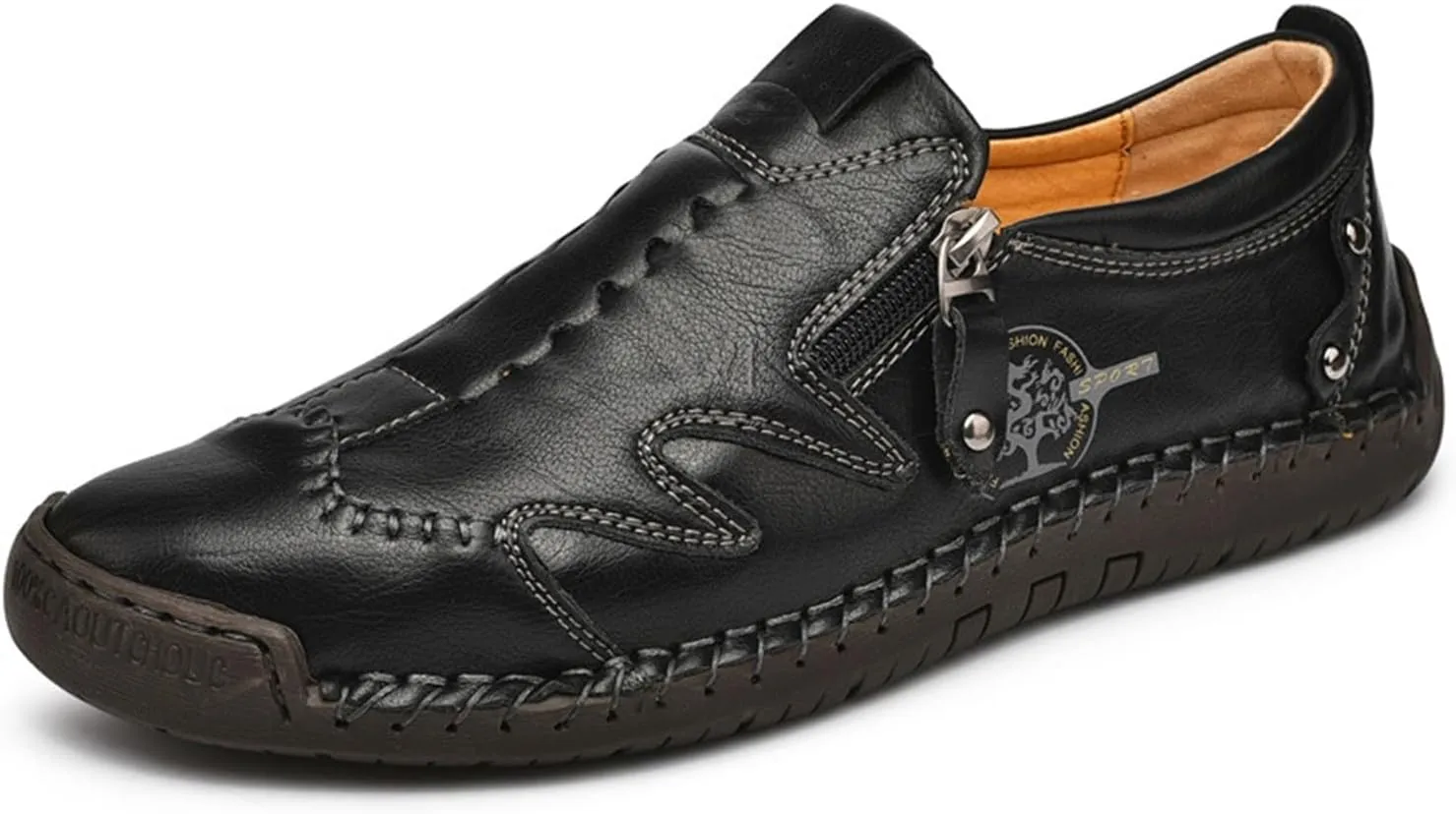 Men Leather Loafer Slip On Comfortable Round Toe Handmade Breathable Soft Sole Walking Flat Penny Work Shoes Driving Shoes for Men