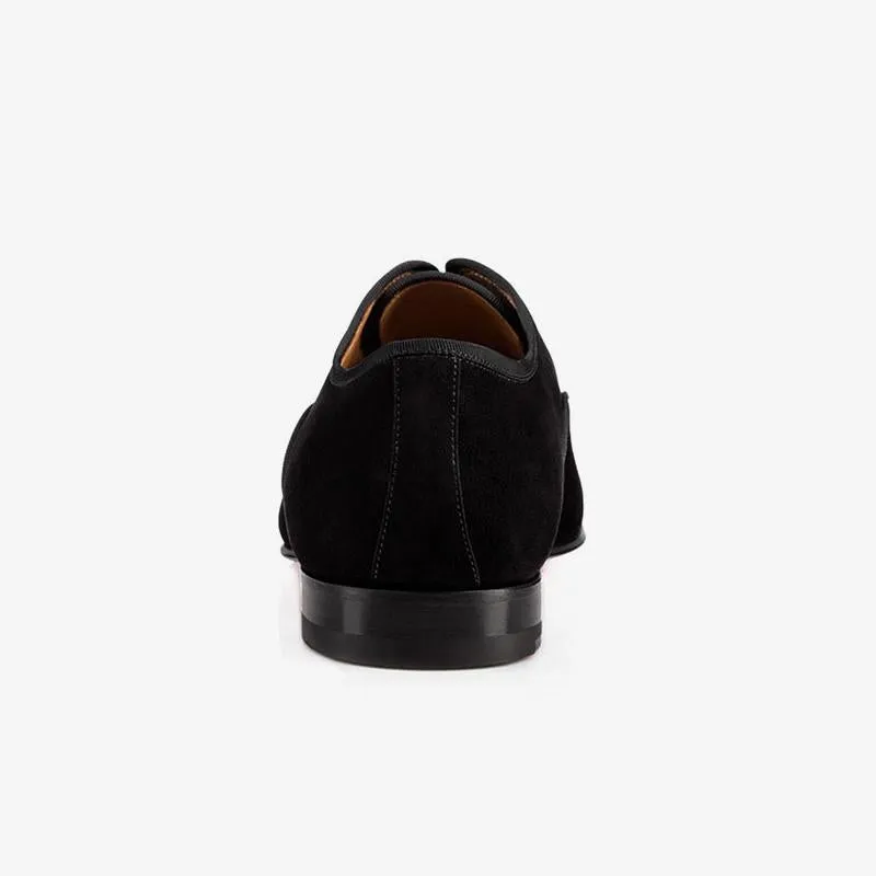 Men's Black Velvet Loafers with Open Uppers