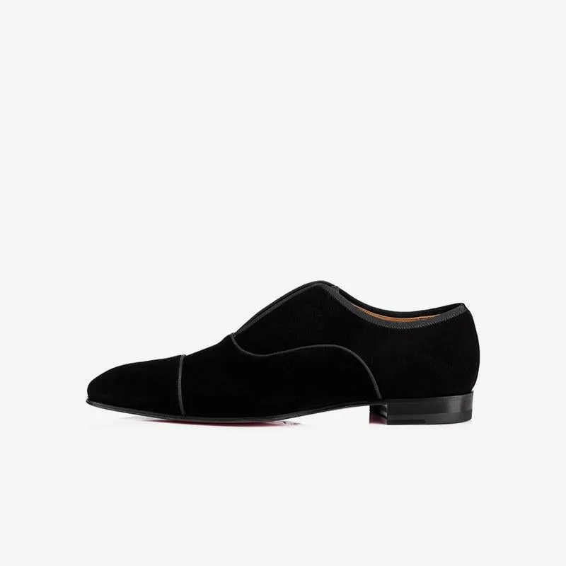 Men's Black Velvet Loafers with Open Uppers