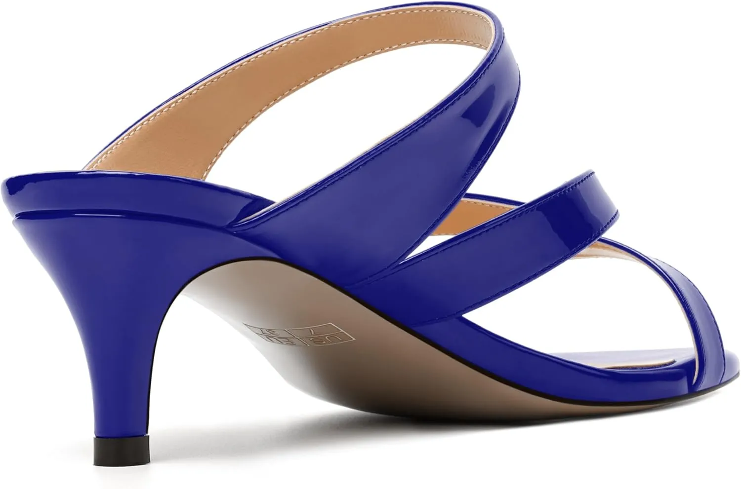 MODENCOCO Womens Patent Party Open Toe Stylish Casual Strappy Slip On Kitten Low Heel Heeled Sandals 2 Inch