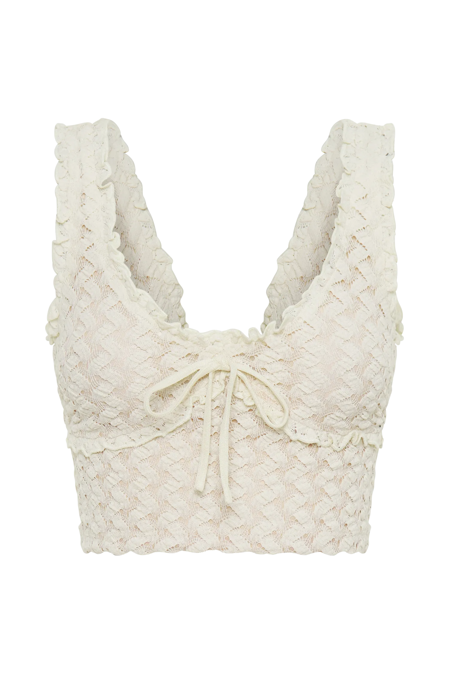 Morgan Mesh And Lace Sleeveless Top - Ivory