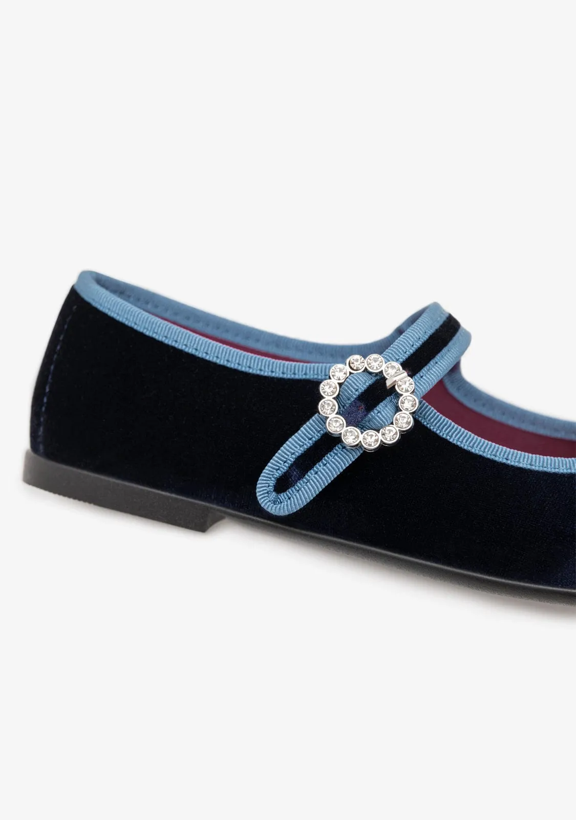 Navy Velvet Ballerinas B&W