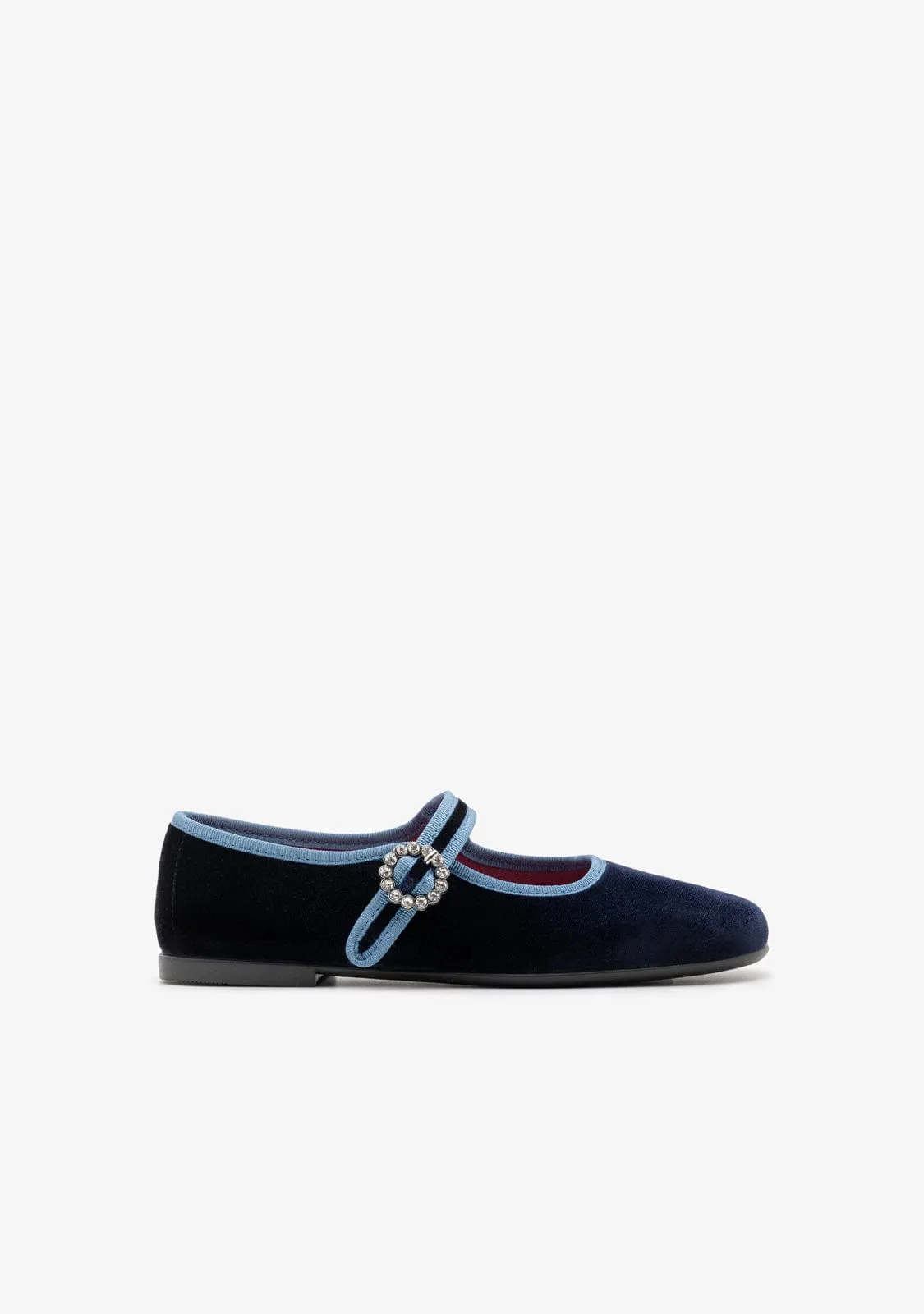 Navy Velvet Ballerinas B&W