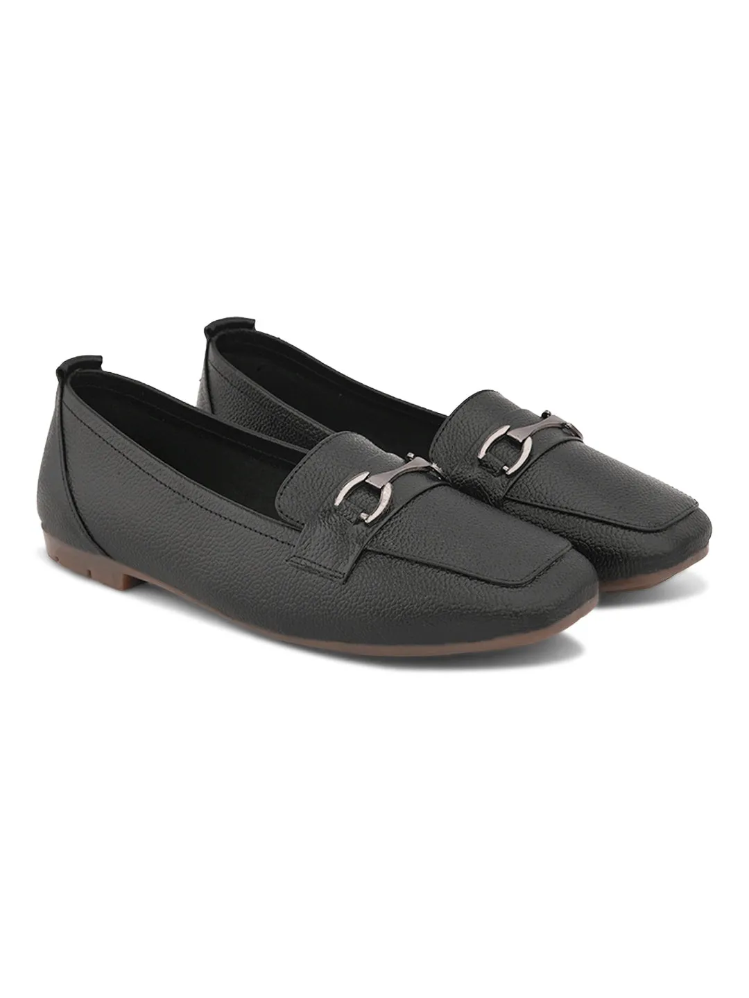 Pelle Albero Women Black Leather Flat Ballerina