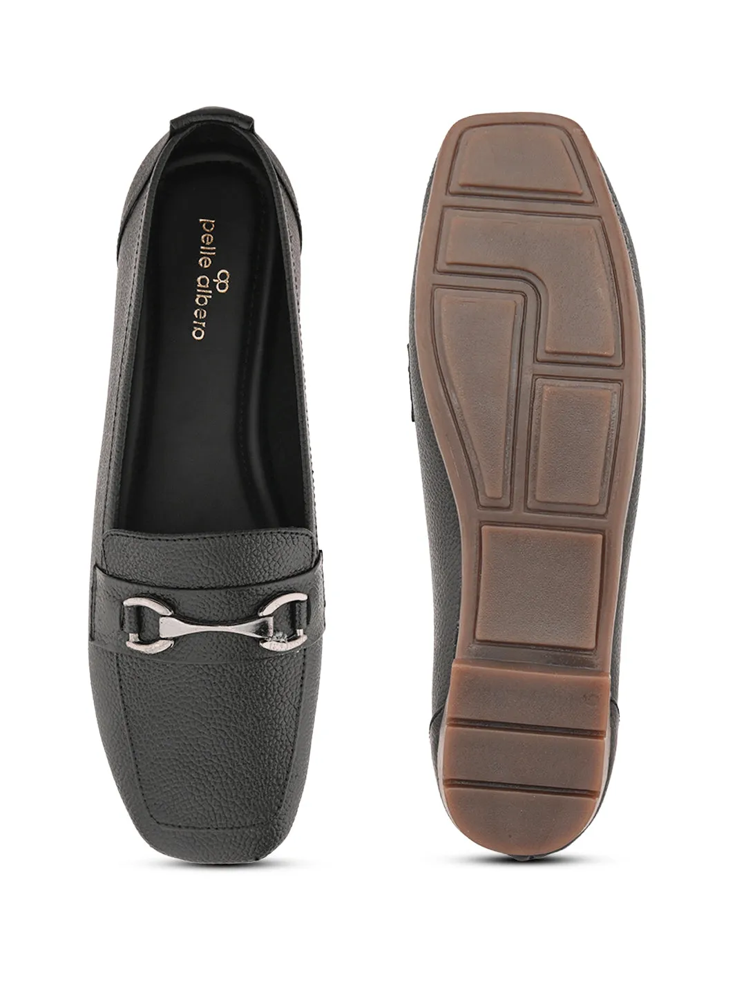 Pelle Albero Women Black Leather Flat Ballerina