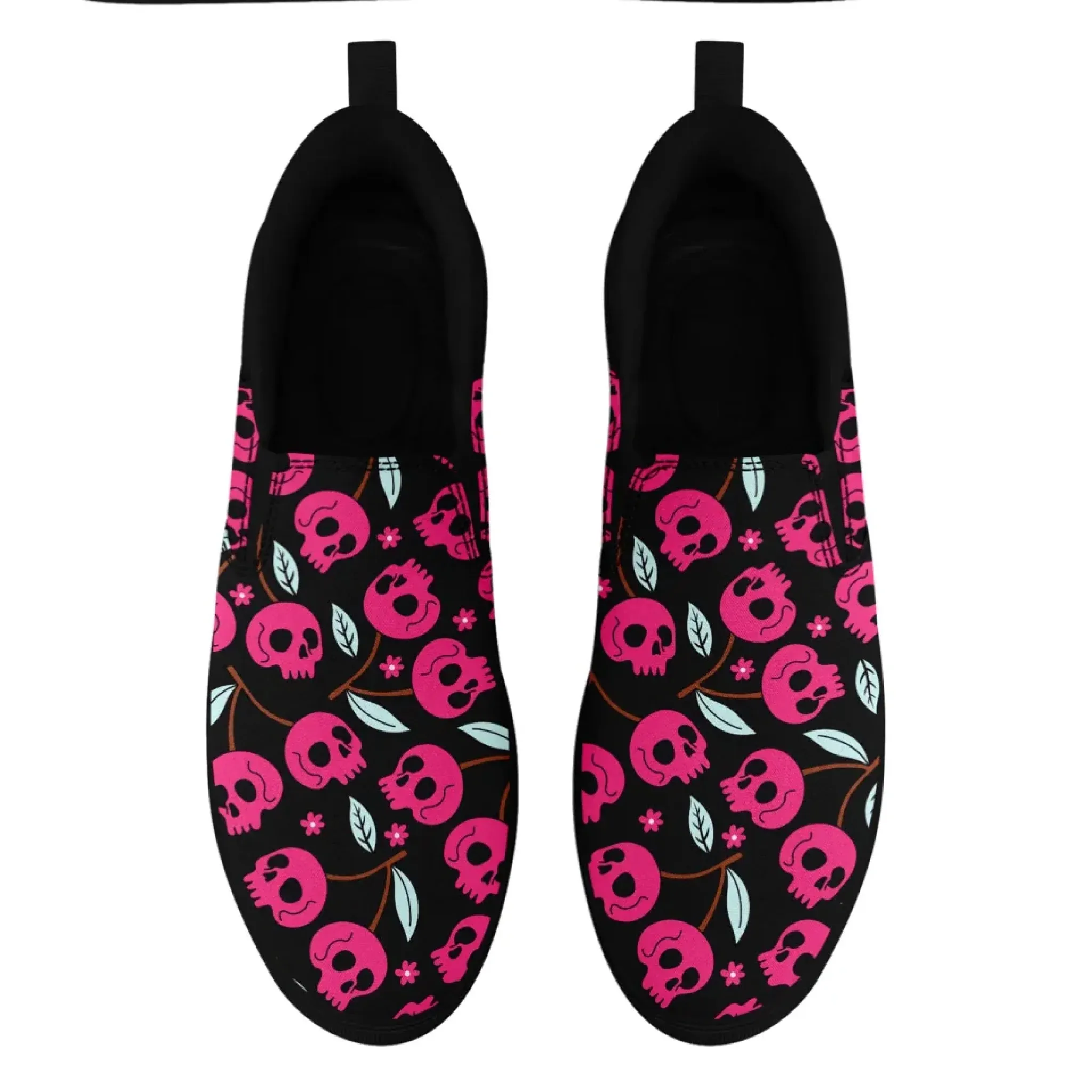 Personalized Gothic Floral Design Sneakers, Custom Raven and Skull Slip On Shoes, Comfortable Unisex Shoes