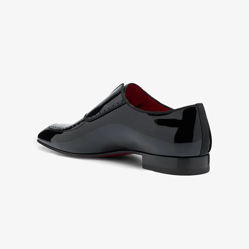 Plain Patent V-shaped Oxfords Loafers