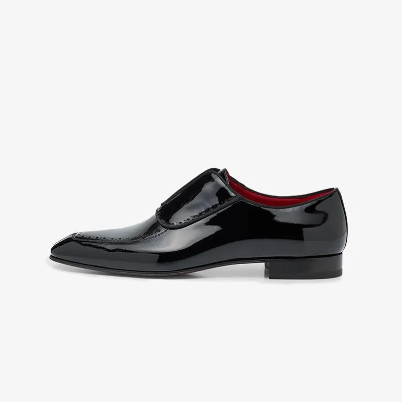 Plain Patent V-shaped Oxfords Loafers