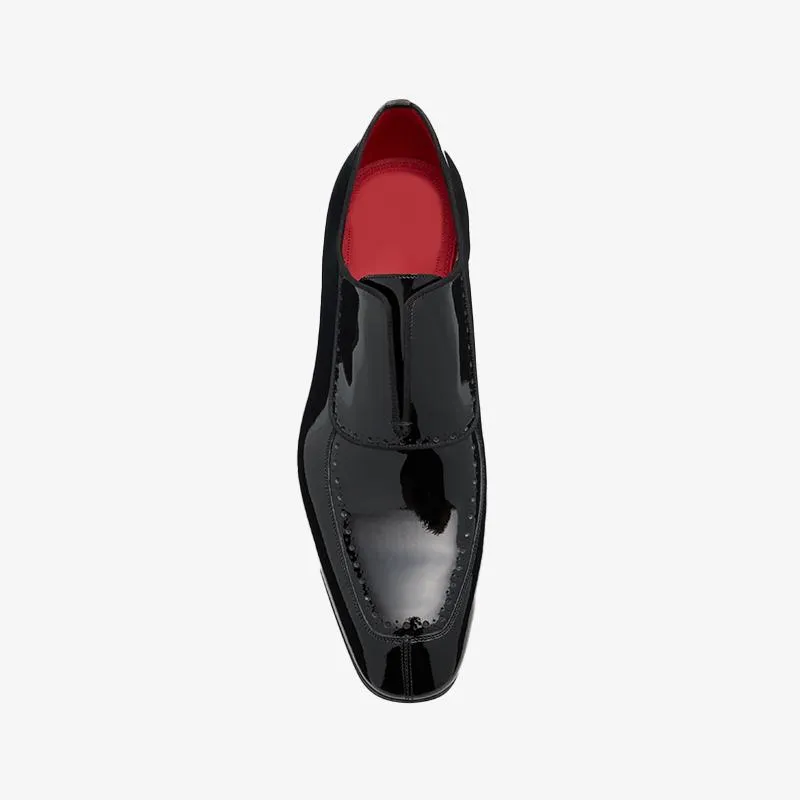 Plain Patent V-shaped Oxfords Loafers