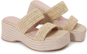 Platform Slip on Espadrille Sandals for Women Clear Strap Stylish Wedges Slides Sandals Dressy Platform Open Toe Beach Sandals