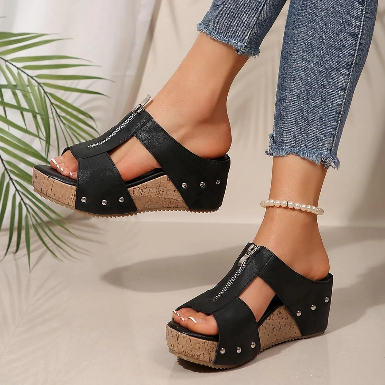 Platform Wedge Sandals for Women Open Toe Orthopedic Slip on Summer Dress Breathable Slippers Arch Support Elegant Comfortable Walking 2025 Stylish Sandals