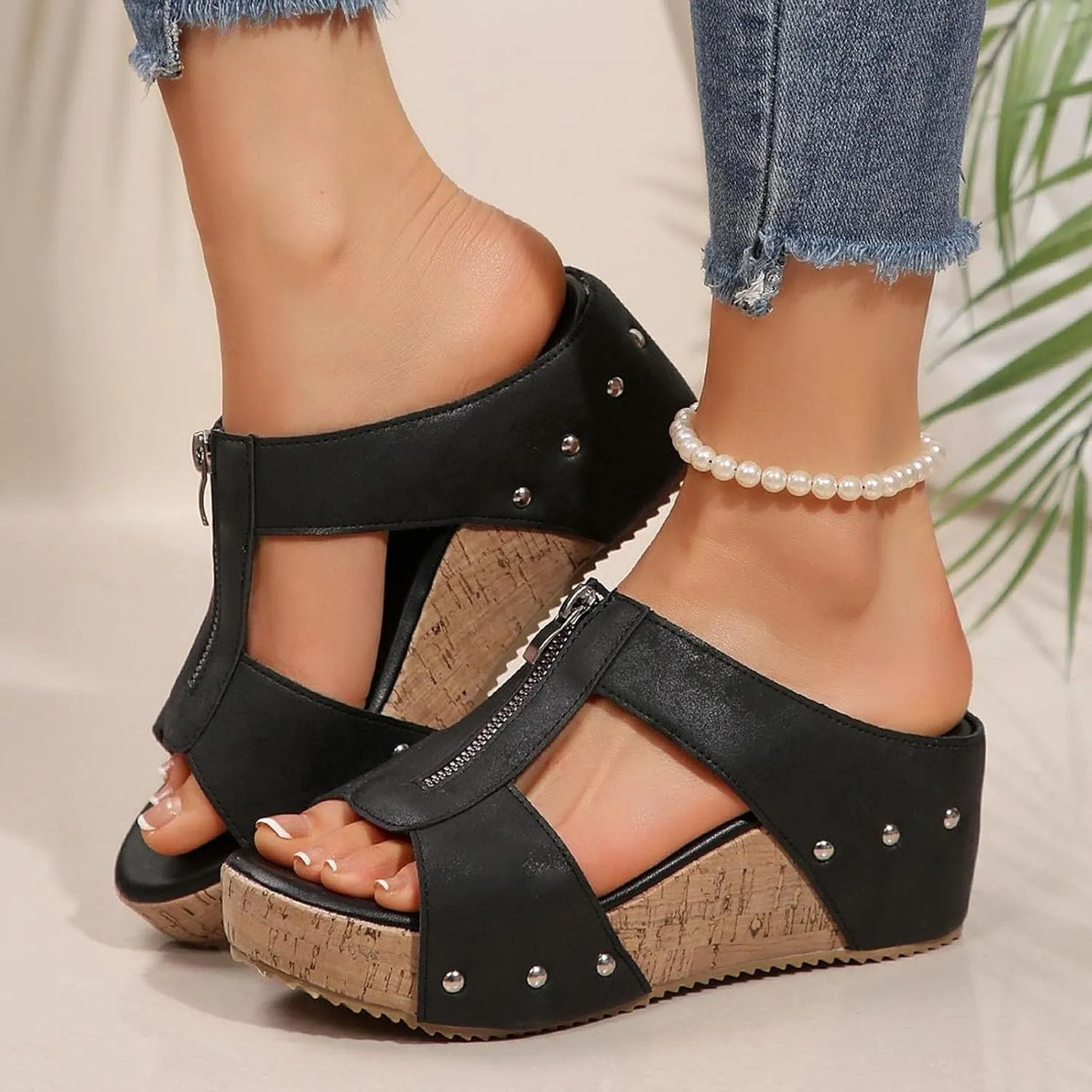 Platform Wedge Sandals for Women Open Toe Orthopedic Slip on Summer Dress Breathable Slippers Arch Support Elegant Comfortable Walking 2025 Stylish Sandals