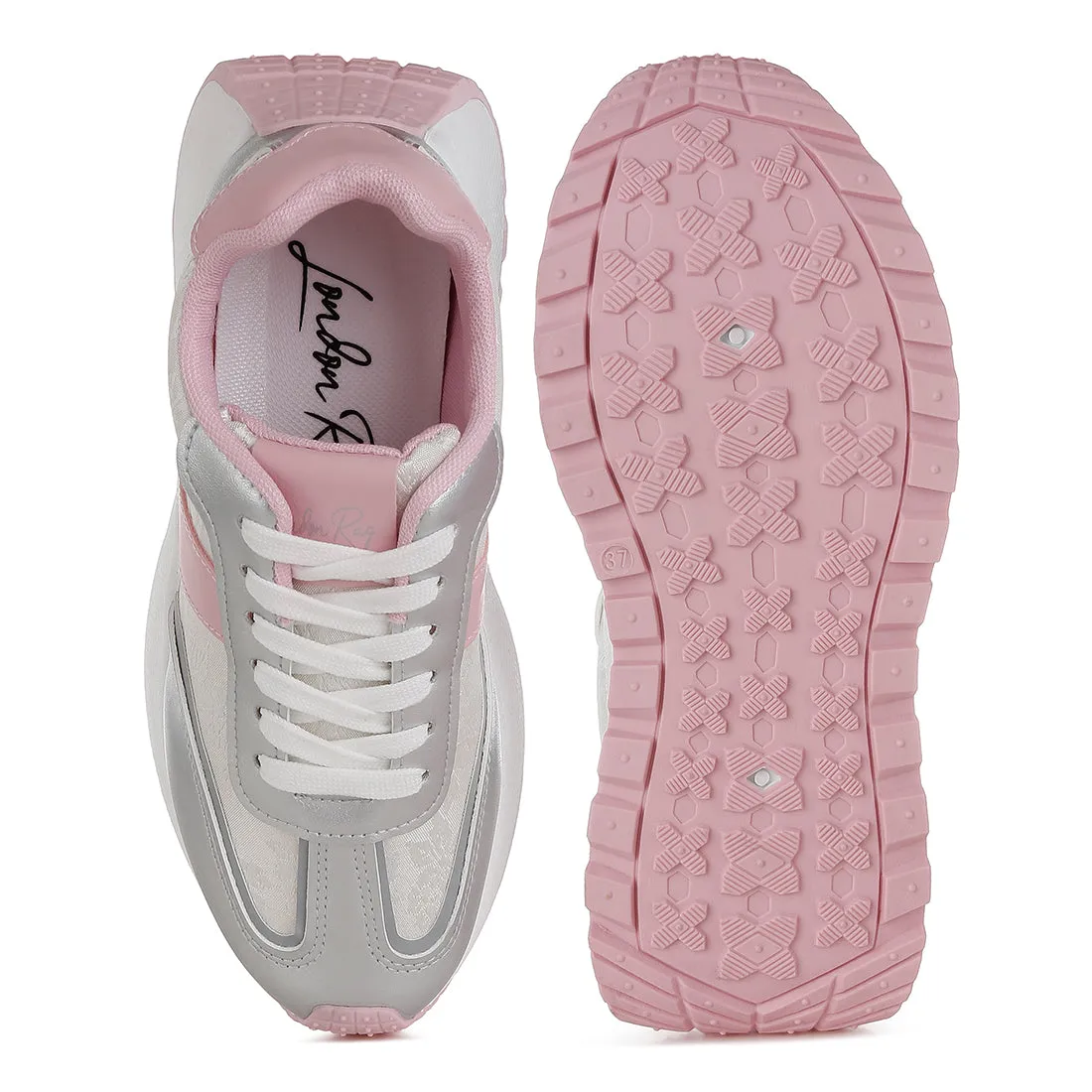 Print Embroidery Detail Metallic Sneakers