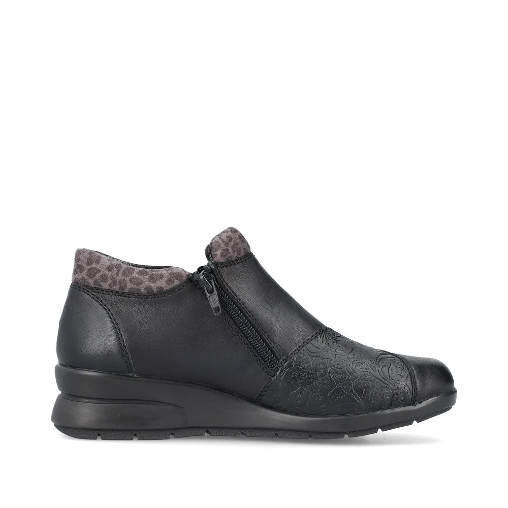 Rieker L4881 BLACK  Double Zip Water Resistant Ankle Boot L4881-01
