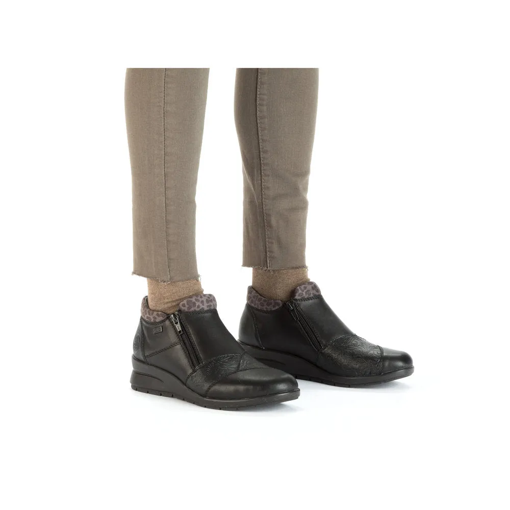 Rieker L4881 BLACK  Double Zip Water Resistant Ankle Boot L4881-01