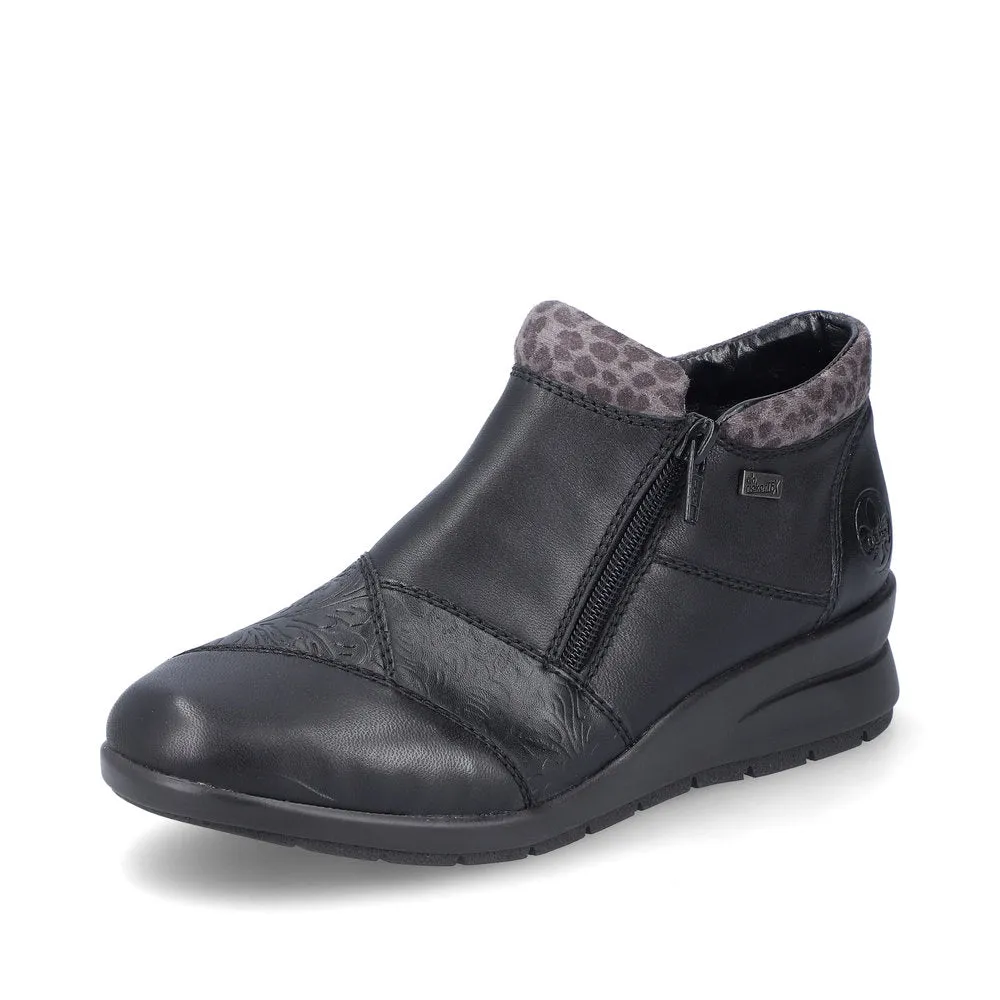 Rieker L4881 BLACK  Double Zip Water Resistant Ankle Boot L4881-01