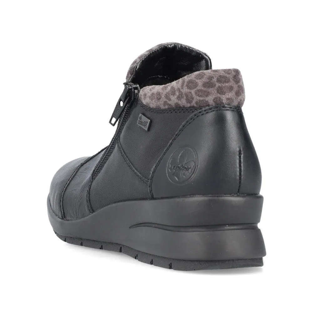Rieker L4881 BLACK  Double Zip Water Resistant Ankle Boot L4881-01