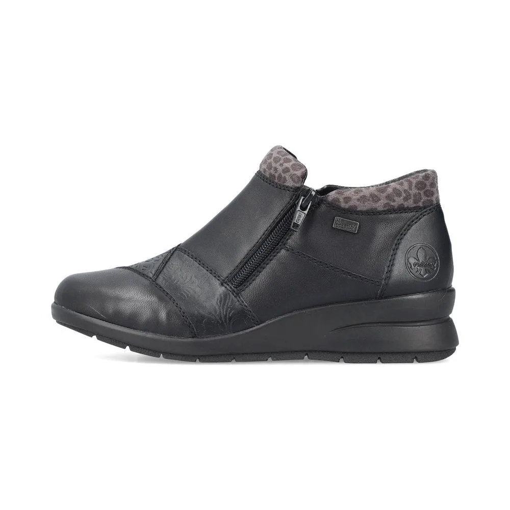 Rieker L4881 BLACK  Double Zip Water Resistant Ankle Boot L4881-01