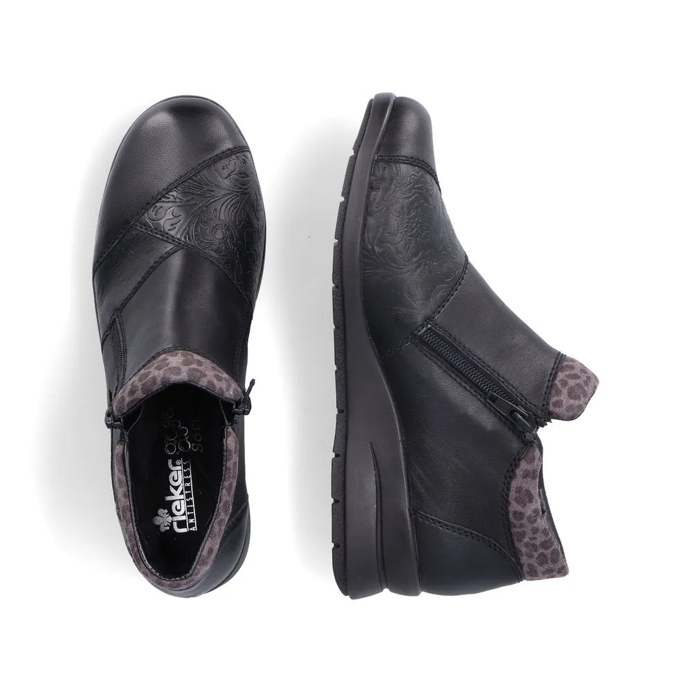 Rieker L4881 BLACK  Double Zip Water Resistant Ankle Boot L4881-01