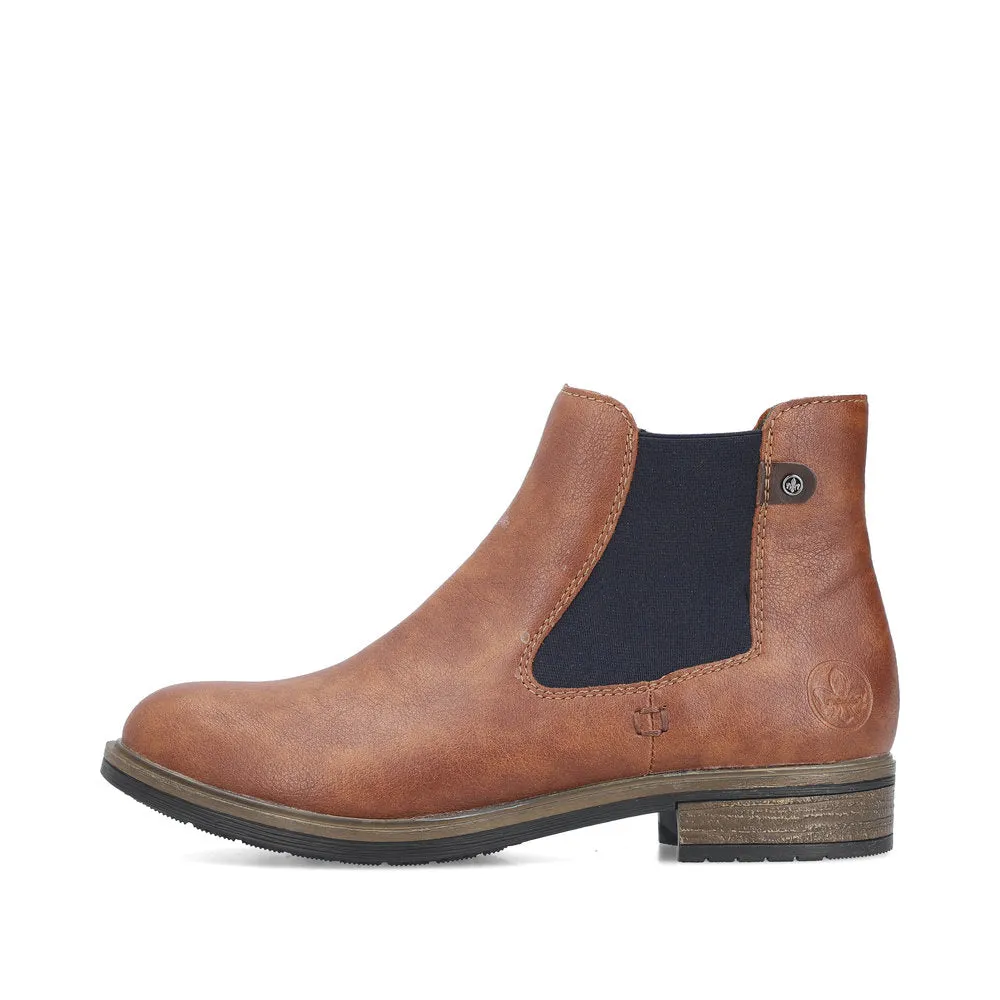 Rieker Ladies Boot 72254 Classic elastic sided boot with zip TAN 72254-24