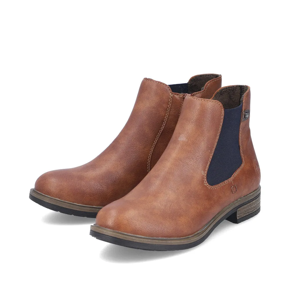 Rieker Ladies Boot 72254 Classic elastic sided boot with zip TAN 72254-24
