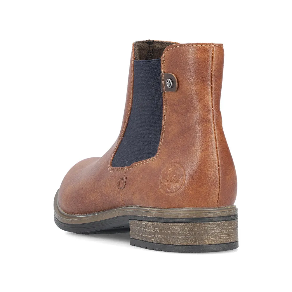 Rieker Ladies Boot 72254 Classic elastic sided boot with zip TAN 72254-24