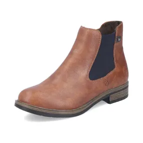 Rieker Ladies Boot 72254 Classic elastic sided boot with zip TAN 72254-24