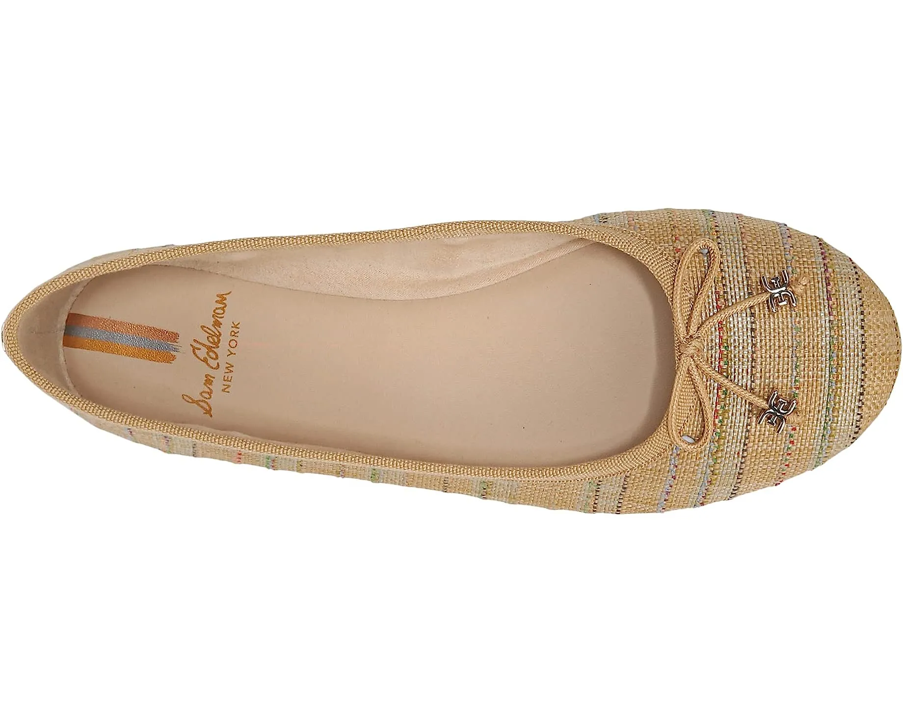 Sam Edelman Felicia Luxe Natural Multi Slip On Rounded Closed Toe Flexible Ballet Flat Wide