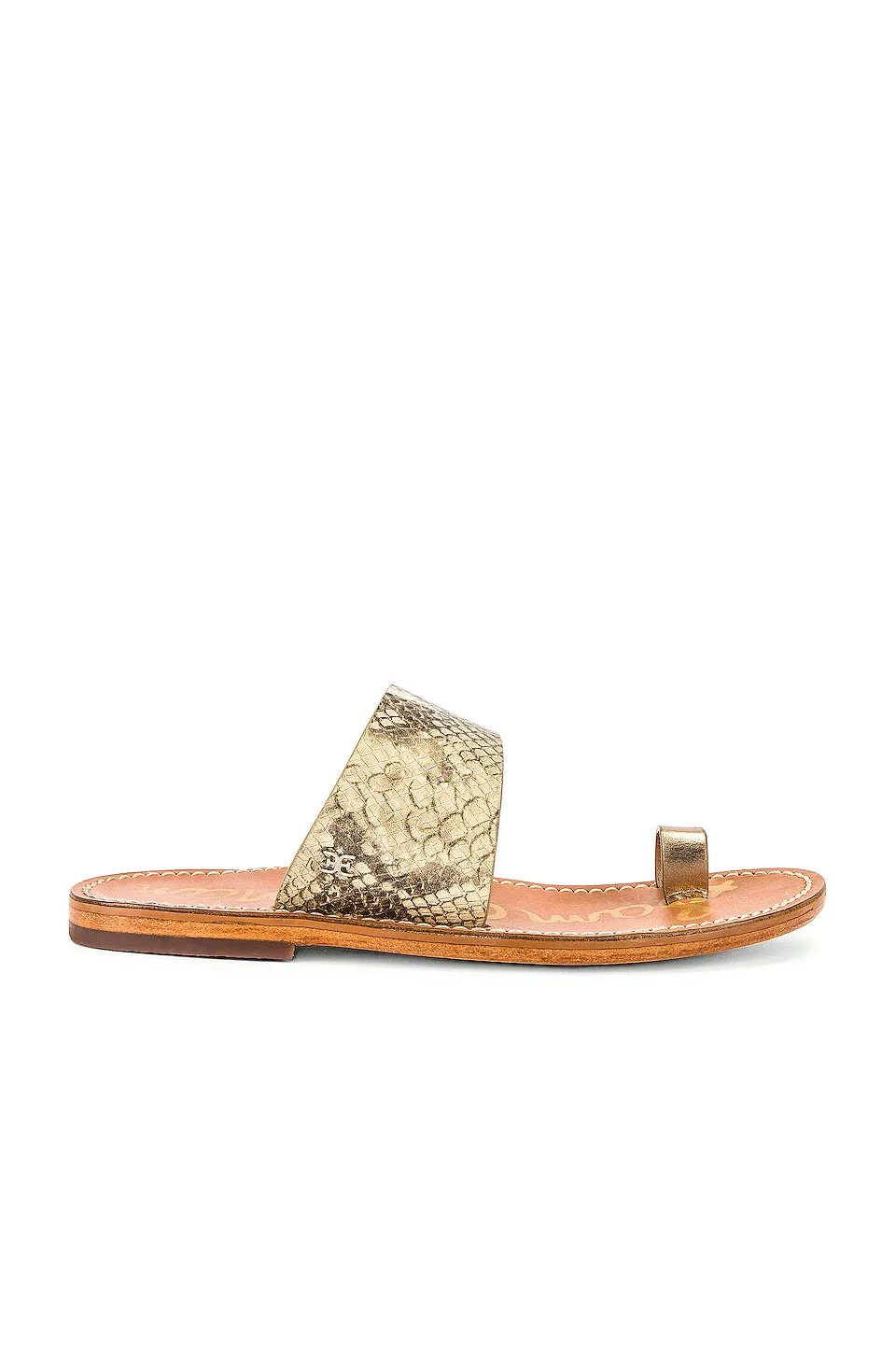 Sam Edelman Maxy Wheat Multi Slip On Snake Embossed Toe Ring Chic Slides Sandals