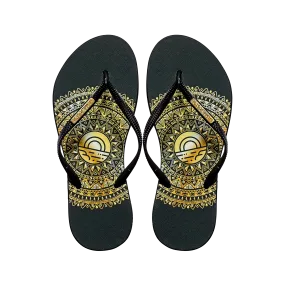 Samba Sol Women's Fashion Collection Flip Flops - Gold Medallion