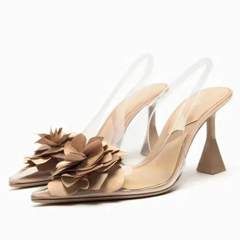 Sandals Rhinestone PVC Heeled Sandals Women