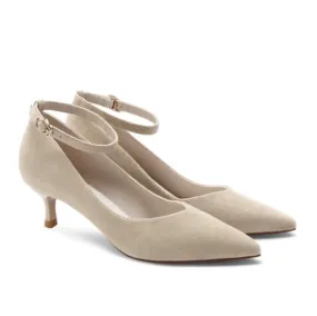 Small Feet Ankle Strap Suede Mid Heel Shoes MS296