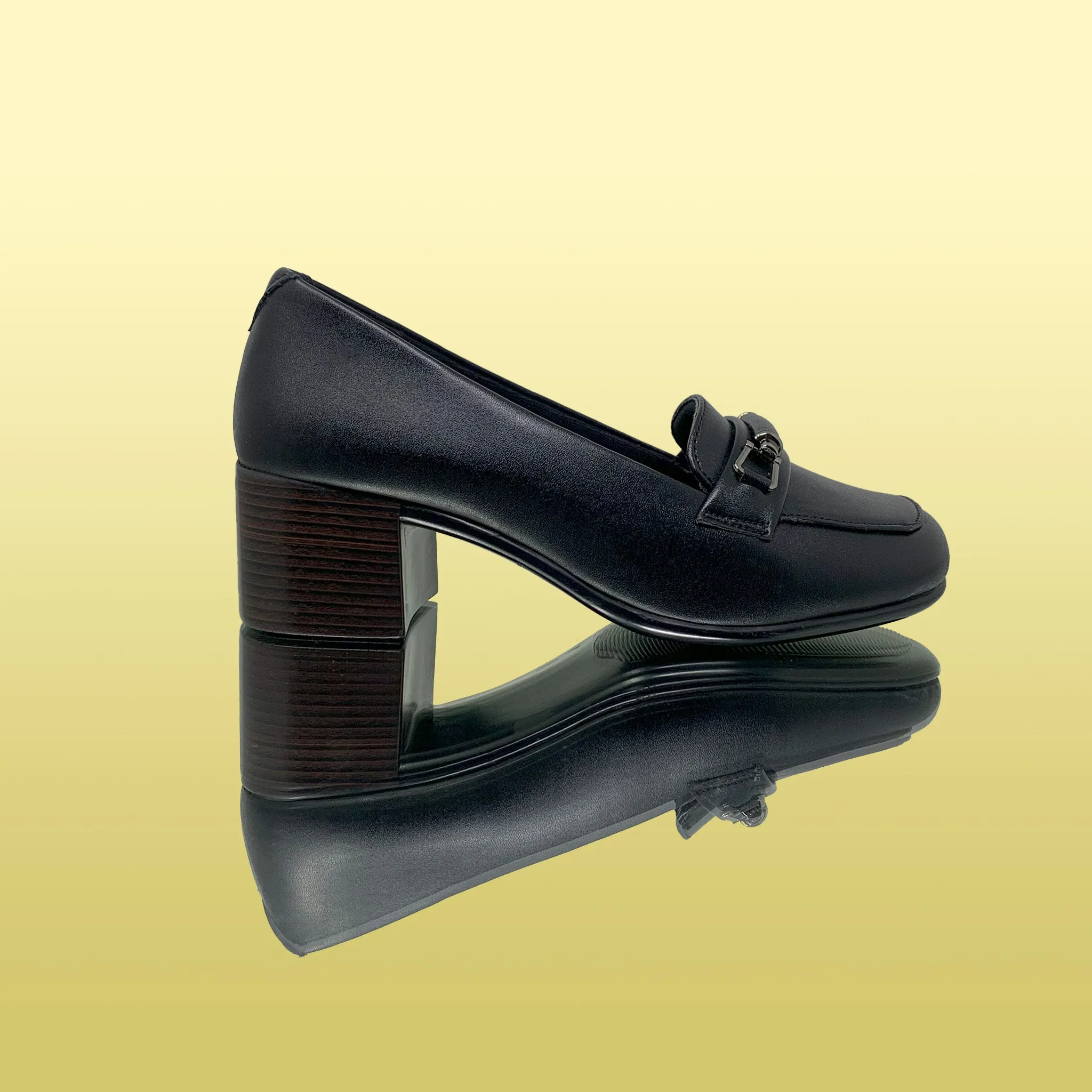Sophisticated Block Heel Loafers - Classic Black