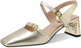 TinaCus Women's Closed Square Toe Handmade Buckles Genuine Leather Block Heels Stylish Sandals