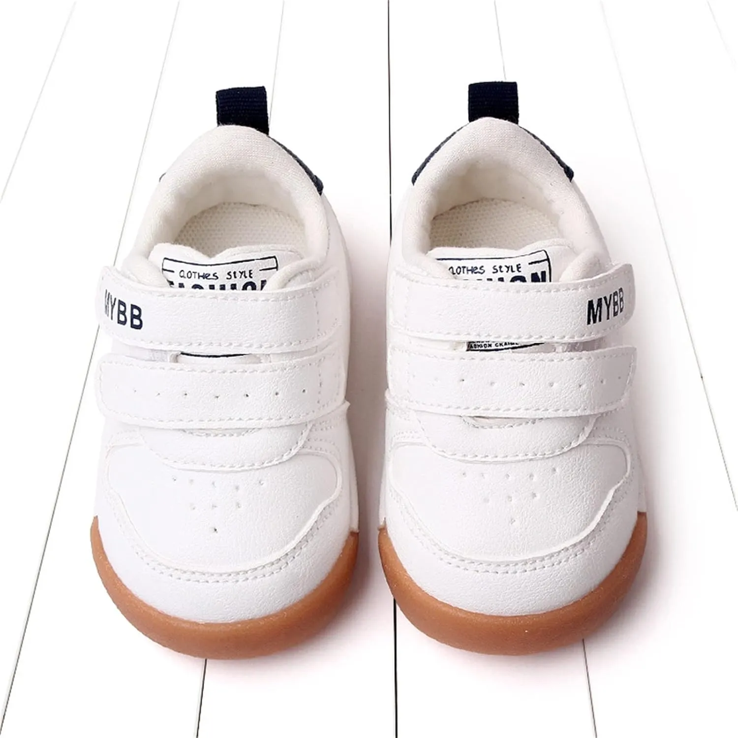 Toddler Boys Girls Sports Shoes Flat Bottom Non Slip Comfortable Soft Solid Color Hook Loop First Running Sneakers