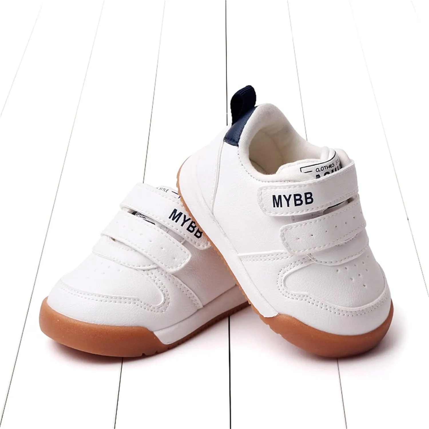 Toddler Boys Girls Sports Shoes Flat Bottom Non Slip Comfortable Soft Solid Color Hook Loop First Running Sneakers