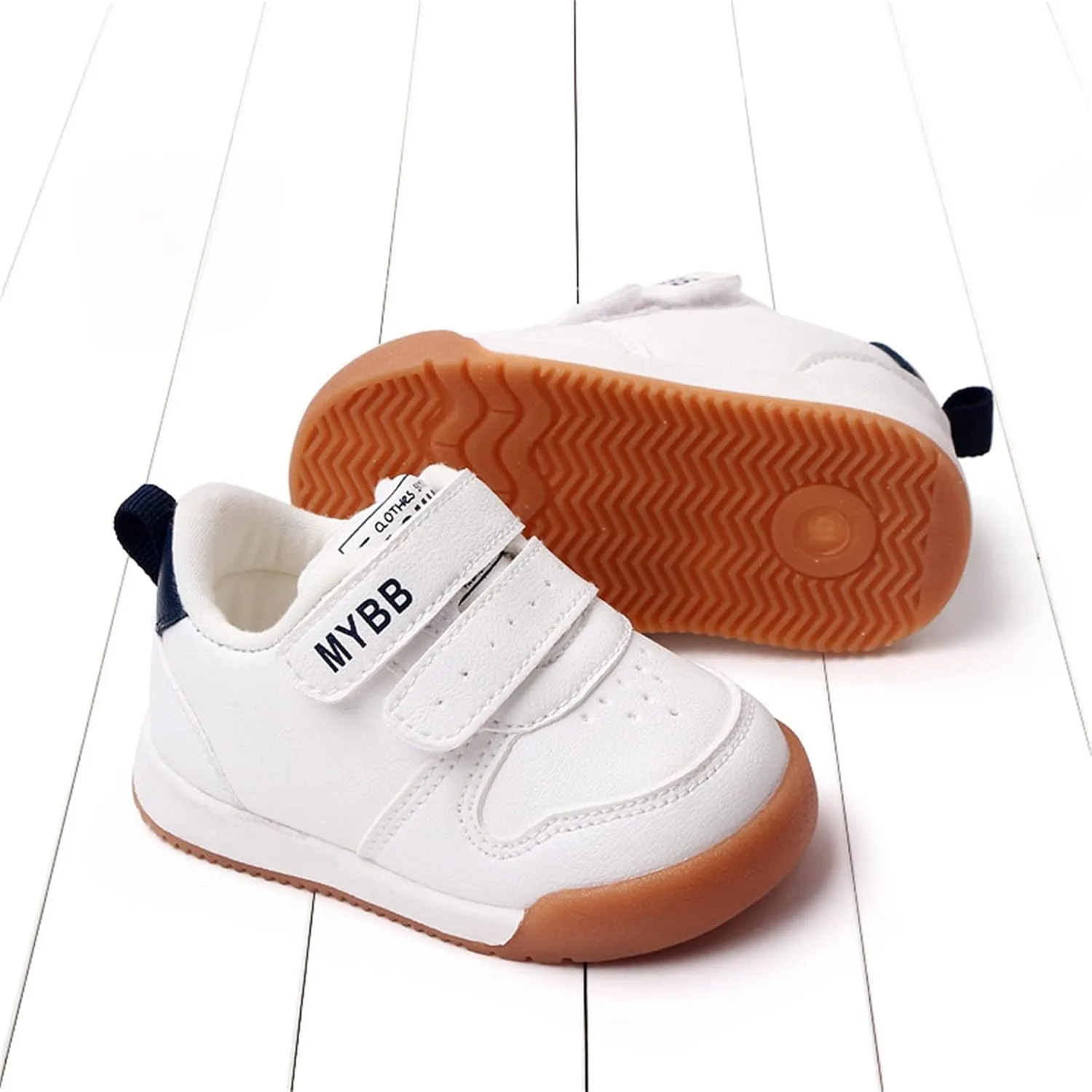 Toddler Boys Girls Sports Shoes Flat Bottom Non Slip Comfortable Soft Solid Color Hook Loop First Running Sneakers