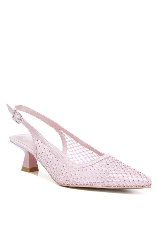 Trendy Mesh Kitten Heel Slingbacks
