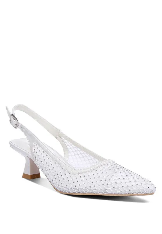 Trendy Mesh Kitten Heel Slingbacks