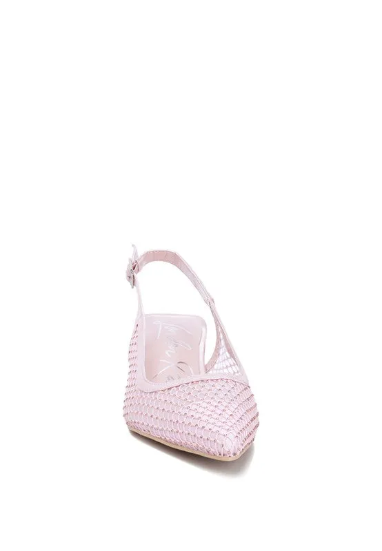 Trendy Mesh Kitten Heel Slingbacks