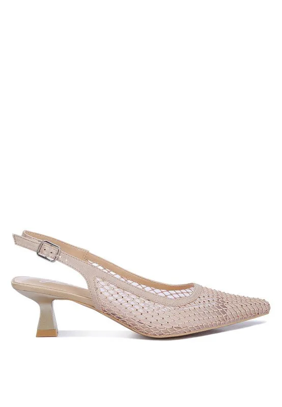 Trendy Mesh Kitten Heel Slingbacks